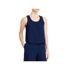 THREE DOTS Womens Top Tank Sleeveless Scoop Neck Double Gauze Pintuck Front